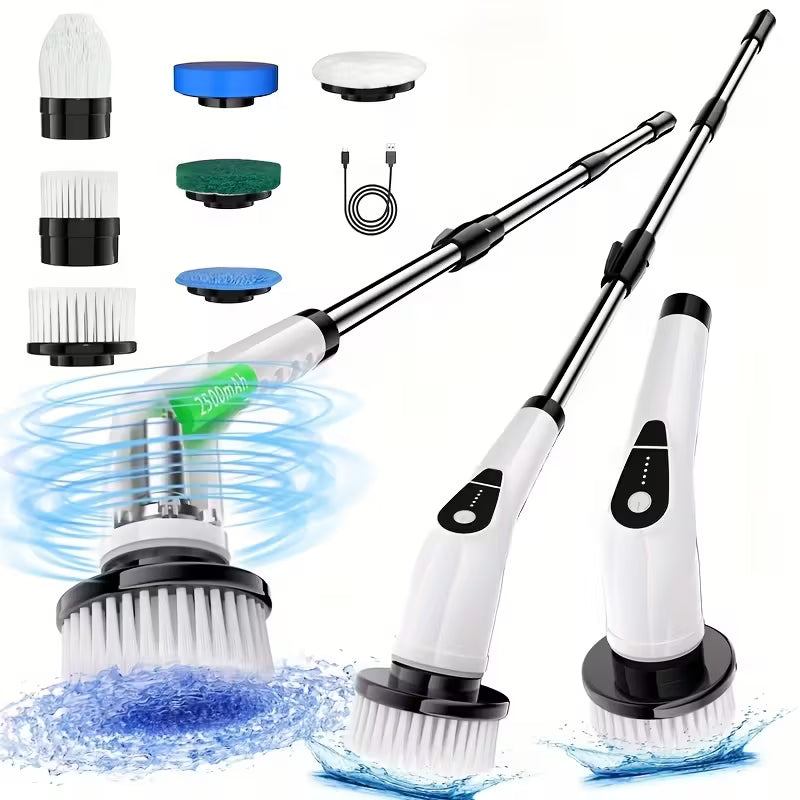 2026 New 7-in-1 Multifunctional Electric Spin Scrubber, Telescopic Long Handle Cleaning Brush for Bathroom, Kitchen, Floor, Tile & Household Cleaning