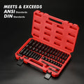 49-Piece 3/8" Drive 6-Point Impact Socket Set, Chrome Vanadium Steel, Ratchet Wrench, Extension Bars, Adapter & Universal Joint, Laser-Etched Sizes, Automotive Tool Kit