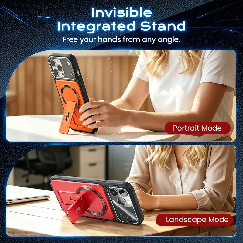 2-in-1 iPhone Case with Hidden Kickstand & Camera Lens Protection – Hands-Free Viewing Made Easy